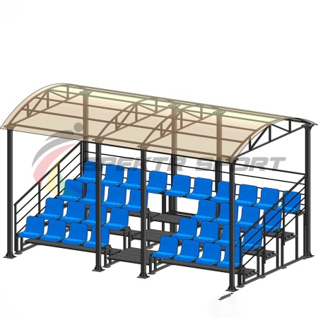 Купить Трибуна для зрителей 4 ряда на 34 места с навесом и перилами в Старыйосколе 